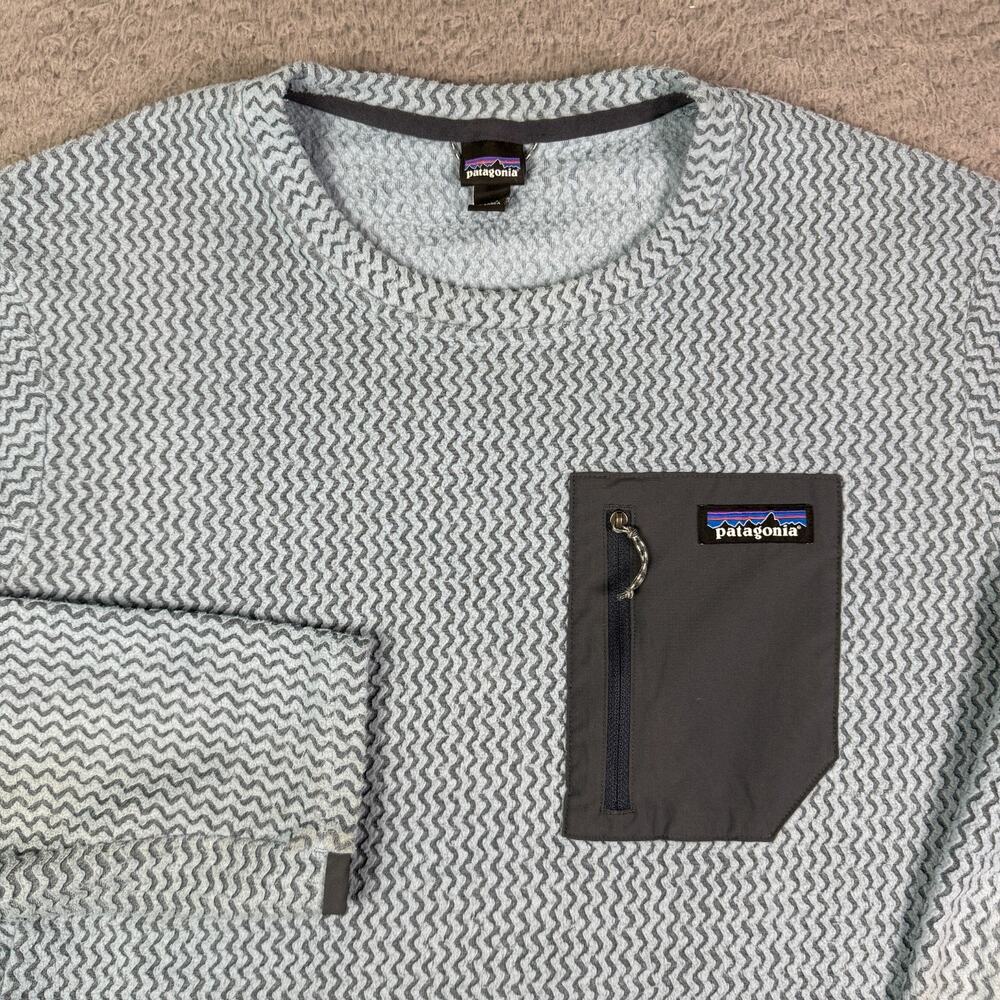 Patagonia R1 Air Crew Fleece Pullover Mens Large Blue Chest Pocket Regulator
